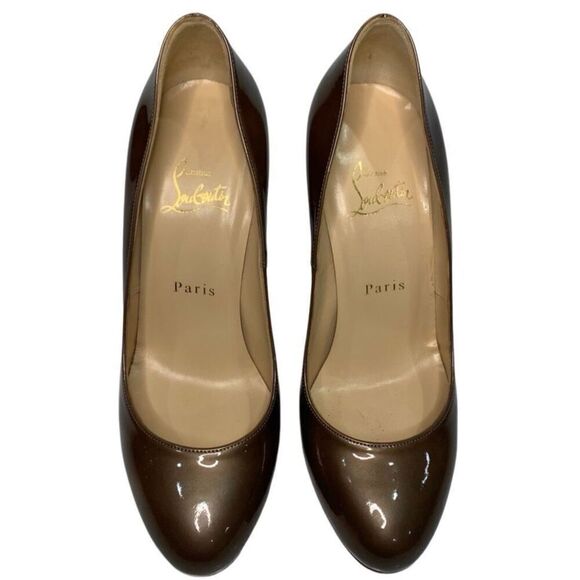 Christian Louboutin Patent Leather Shimmery Brown High Heels EU 37 US 7 Pumps - Picture 2 of 9